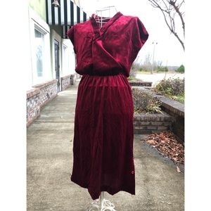 Vintage red crushed velvet dress